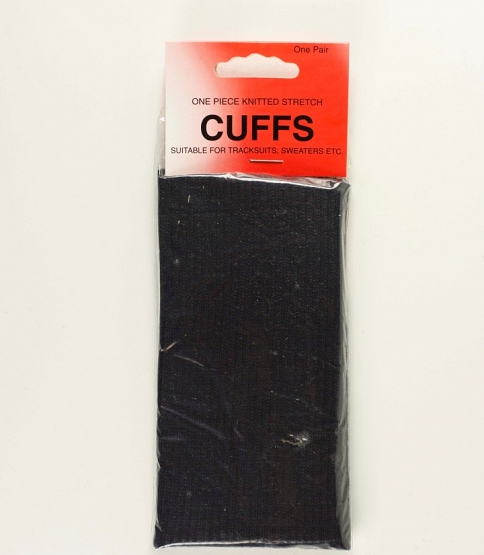 Knitted Stretch Cuffs 1 Pair Black - Click Image to Close
